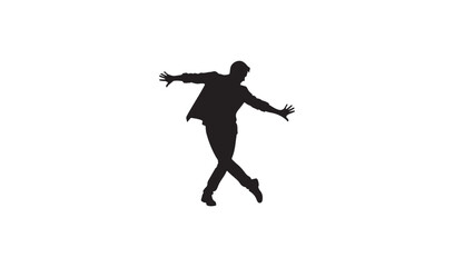 Silhouette of a man dancing on isolated on
