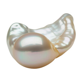 Large baroque pearl in shell on transparent background isolated on a transparent background