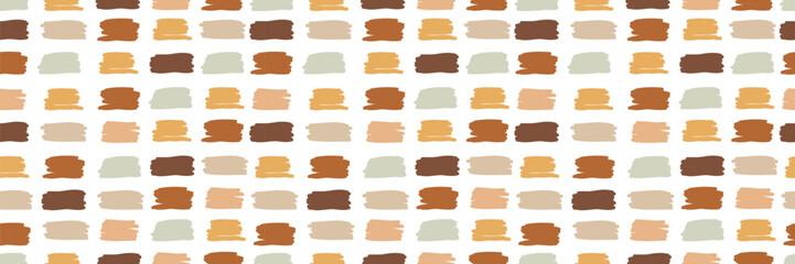 Seamless abstract pattern with hand-drawn brush strokes in warm earthy tones. Modern minimal design perfect for fabric, packaging, wallpapers, wrapping paper, backgrounds, and contemporary projects