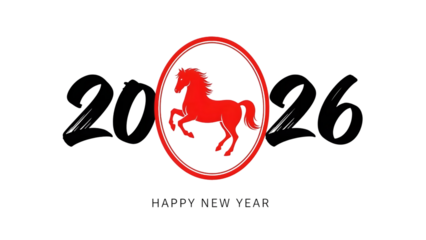 Red horse emblem illustration isolated on transparent background
