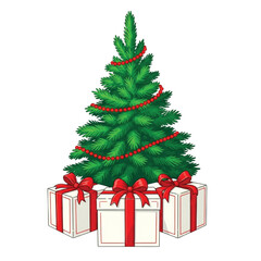 Christmas Tree with Gifts pine three