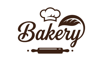 Bakery Logo, Classic Brown Cursive Branding, Bakery logo, Sweet bakery logo, Classic bakery branding, Cursive bakery text, Chef hat logo, Rolling pin logo, Dark brown logo, Traditional bakery design,