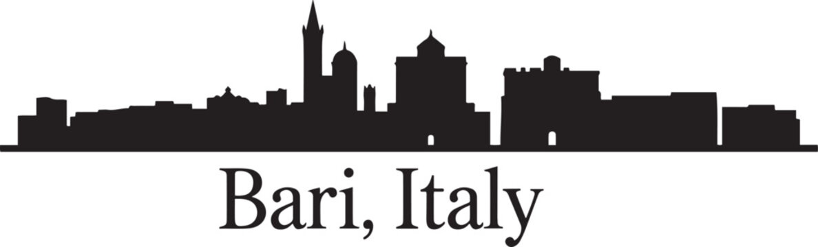Bari skyline with Italy. design Vector black silhouette