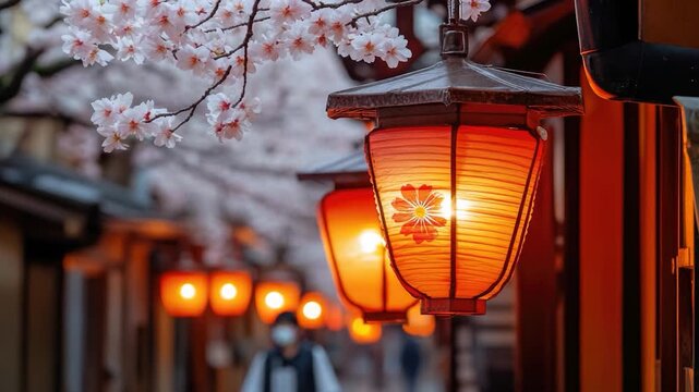 Video A row of red lanterns hanging from a tree branch, perfect for decorative purposes or as a symbol of celebration