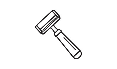Simple black and white illustration of a mallet isolated on