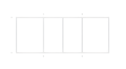 Simple schematic diagram showing four equal vertical sections labeled with numbers and letters on a transparent background