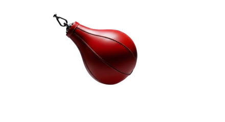 Red leather double end punching bag for boxing training isolated on transparent background
