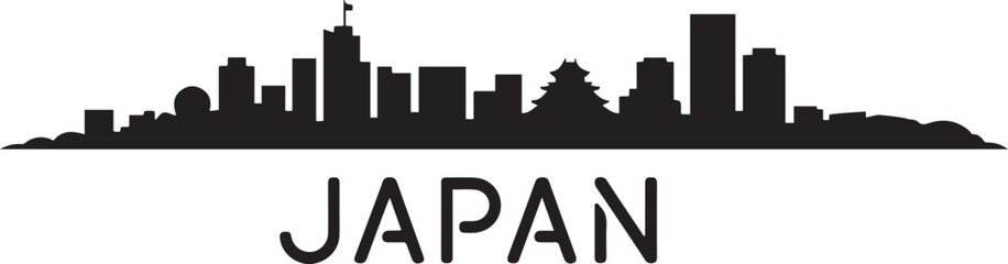 Fototapeta premium Hamamatsu Skyline with Japan. design Vector black silhouette