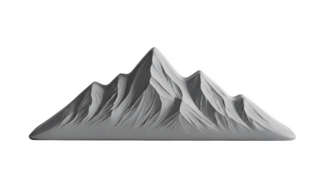 Realistic 3d render of a gray mountain range peak isolated on transparent background - Powered by Adobe