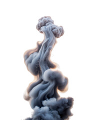 Mushroom Cloud Explosion isolated on a transparent background smoke grey