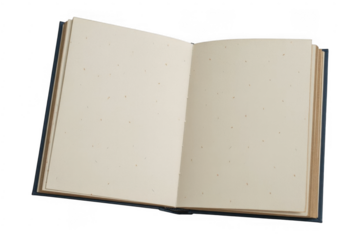 Open blue book blank pages isolated on a transparent background