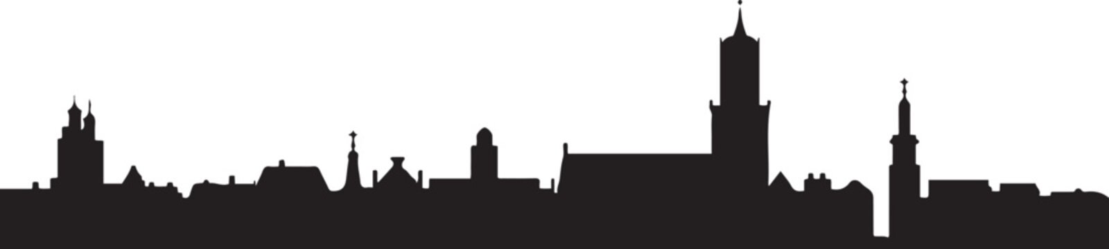 Leiden with Netherlands Skyline Silhouette. design Vector black silhouette