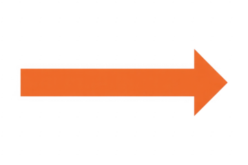 Orange arrow pointing right on transparent background isolated on a transparent background