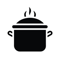 Kitchen hot pot icon solid minimalist flat vector cooking design