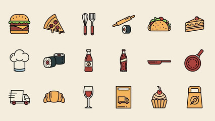 A Big bundle of Food icon set. filled icons such as, food, healthy food, celebration cake, fodder, triangular pizza slice, hamburger and more