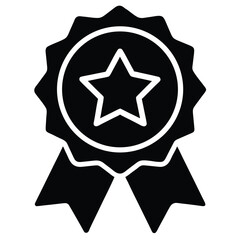 Award star rating icon solid minimalist flat vector symbol illustration
