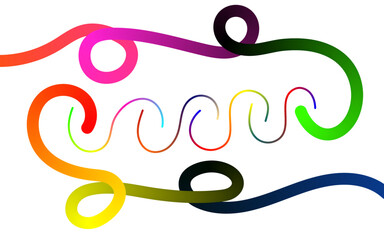 Naklejka premium Waves of abstract color gradients. Vector line pattern in the background. elements of wavy graphic design. Ribbons in Rainbow Colors