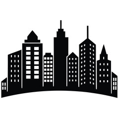 Obraz premium city building silhouettes vector icon on white background