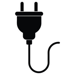 electric plug minimal vector icon on white background