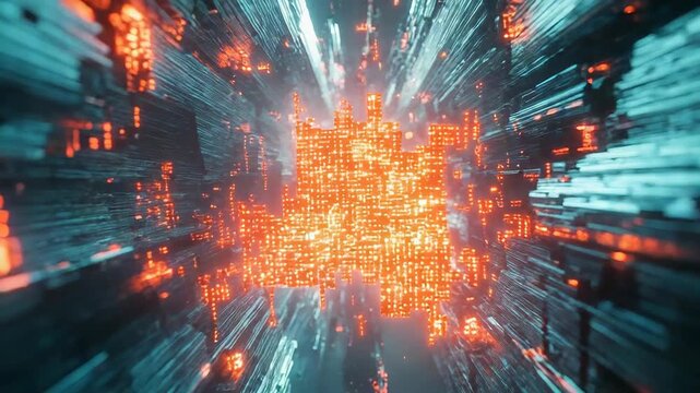 Digital data network connecting futuristic cyberspace infrastructure