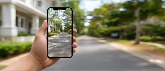 A person dressed in casual clothing delivers a package, placing it carefully at the doorstep in bright weather