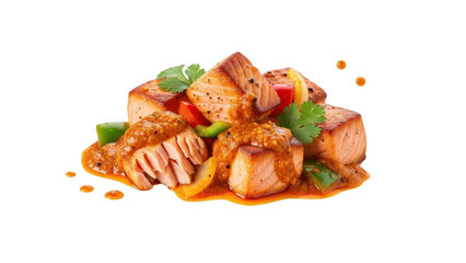 Delicious chicken curry with cilantro isolated on transparent background