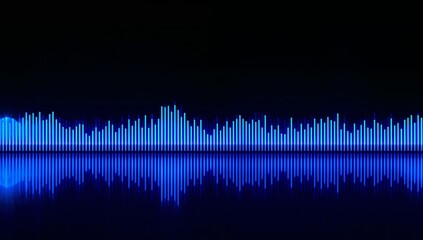 Abstract Blue Lines on Black, Digital Waveform, Equalizer, Futuristic Neon Pattern.