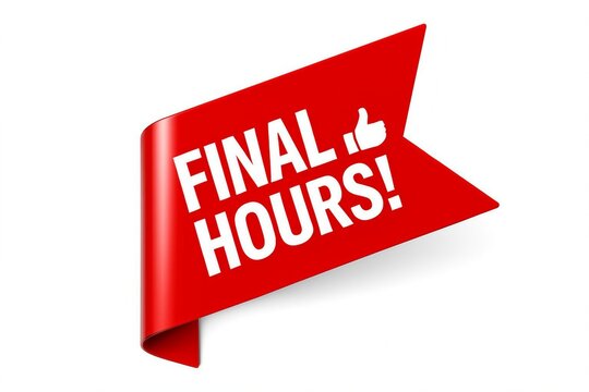 Red banner with white text saying final hours with a thumbs up symbol for a sale or promotion announcement - Powered by Adobe