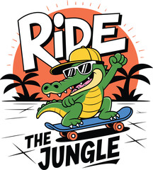 crocodile vector, crocodile cartoon, crocodile kids design, cute crocodile, funny crocodile, crocodile t-shirt design, kids t-shirt art, cartoon animal vector, jungle crocodile, crocodile skateboard, 