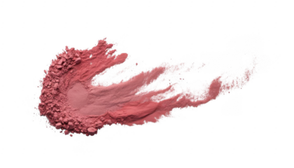 Pink powder smear on black isolated on a transparent background makeup blush