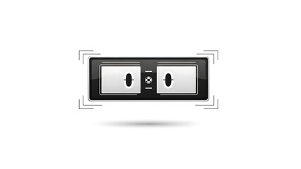 Obraz premium Illustration of electrical outlet with two sockets and a black border on white background