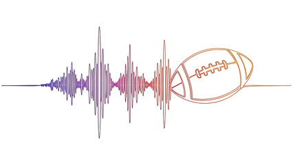 Illustration of american football sound wave pattern on white background vector illustration