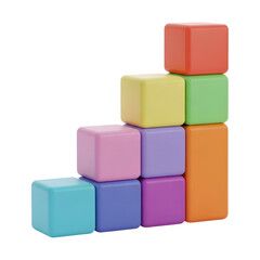 Obraz premium Colorful Stacked Cubes Transparent PNG Icon