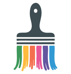 A creative paint brush icon with vibrant color drips representing art and creativity