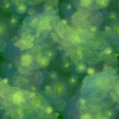 Abstraction, hand drawn clouds, blue and green colors. Seamless floral pattern-960.
