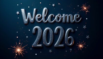 Shiny Silver 3D Happy New Year Text Against a Bright Colorful Festive Backdrop