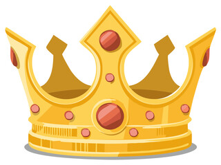 Shiny golden crown with gemstones illustration symbol of royalty and majestic power