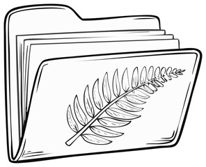 Folder with Fern Leaf Illustration Design for Data Storage or Organization