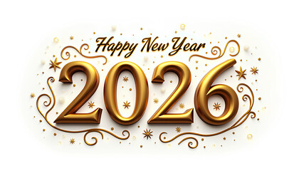 Elegant 3D Golden Text Display Showing Happy New Year 2026
