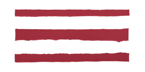 Red torn paper strips isolated on a transparent background ripped