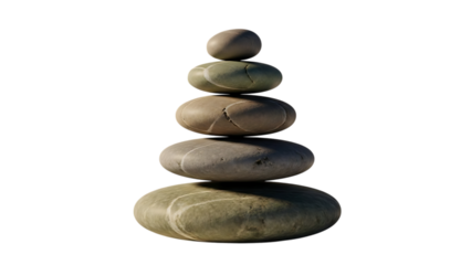 Transparent background a stack of smooth rounded stones isolated on transparent background