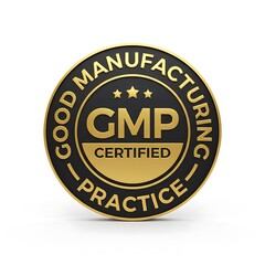 GMP Certified Seal - Good Manufacturing Practice Emblem with Gold and Black Design
