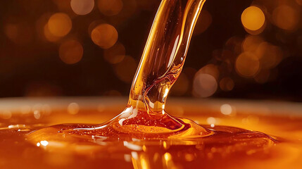 Golden Honey Pouring and Dripping liquid