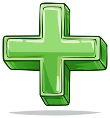 Obraz premium Vibrant green 3D plus symbol, a playful vector illustration for adding and positivity