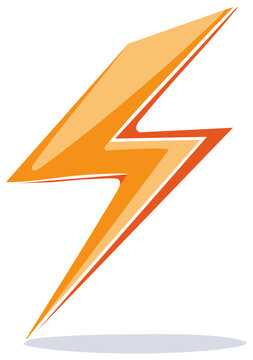 Shiny orange lightning bolt illustration symbol of power and energy