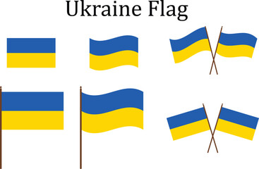 Ukraine Flag wave flag country  national flag poses set 