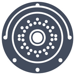 Abstract circular shape with dots pattern element illustration, geometric round structure, stylized vector design