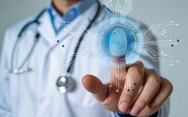 Futuristic Healthcare Interface with Advanced Biometric Security Technology