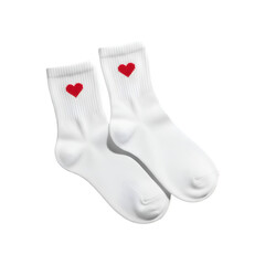 White Socks with Red Heart Design - Apparel & Style