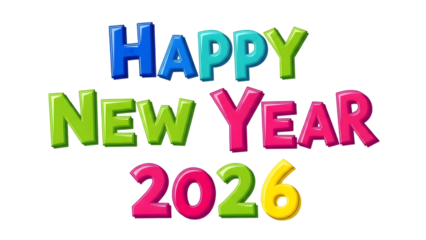 Soft pink Happy New Year 2026 text for invitation cards